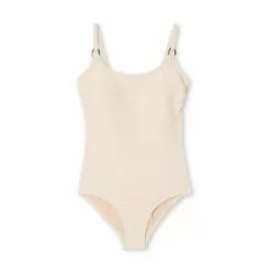 Women's Textured Pique Vanilla Latte Ring Hardware Medium Coverage One Piece Swimsuit - Kona Sol™ Ivory XL -Swimsuits Popular Store unnamed file 8484