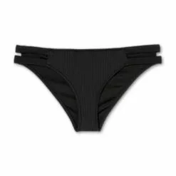 Women's Ribbed Side-Tab Cheeky Bikini Bottom - Shade & Shore™ Black -Swimsuits Popular Store unnamed file 849
