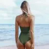 Women's Mossy Green Ruched Halter Self Tied One Piece Swimsuit-Cupshe -Swimsuits Popular Store unnamed file 8496
