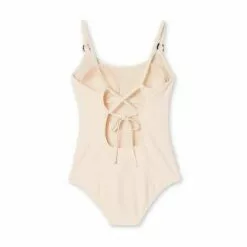 Women's Textured Pique Vanilla Latte Ring Hardware Medium Coverage One Piece Swimsuit - Kona Sol™ Ivory XS -Swimsuits Popular Store unnamed file 8508