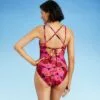 Women's Strappy Tie-Back One Piece Swimsuit - All in Motion™ Black & Pink Floral 1 Women's Strappy Tie-Back One Piece Swimsuit - All in Motion™ Black & Pink Floral -Swimsuits Popular Store unnamed file 8566