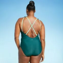 Women's Cross Back One Piece Swimsuit - All in Motion™ Teal -Swimsuits Popular Store unnamed file 8595