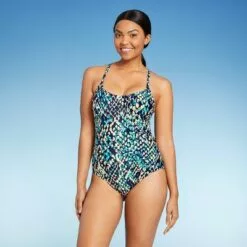 Women's Racerback One Piece Swimsuit - All in Motion™ Blue -Swimsuits Popular Store unnamed file 8618