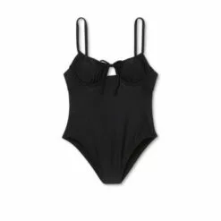 Juniors' Shirred Underwire One Piece Swimsuit - Xhilaration™ Black -Swimsuits Popular Store unnamed file 8658