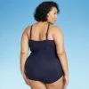 Women's Plus Size Crochet High Neck One Piece Swimsuit - Aqua Green® Navy -Swimsuits Popular Store unnamed file 8694
