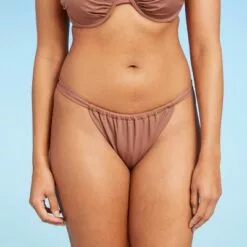Women's Tunnel Front Ultra High Leg Ultra Cheeky Bikini Bottom - Shade & Shore™ Hazelnut Brown -Swimsuits Popular Store unnamed file 870