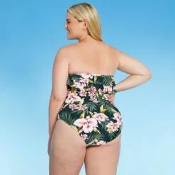 Women's Bandeau Flounce High Coverage One Piece Swimsuit - Kona Sol™ Multi