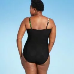 Women's Tiered One Piece Swimsuit - Aqua Green® Black Multi -Swimsuits Popular Store unnamed file 8727