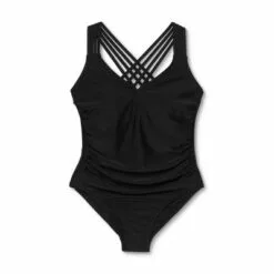 Women's Plus Size Strappy Back One Piece Swimsuit - Kona Sol™ Black -Swimsuits Popular Store unnamed file 8751
