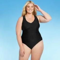 Women's Plus Size Strappy Back One Piece Swimsuit - Kona Sol™ Black -Swimsuits Popular Store unnamed file 8758