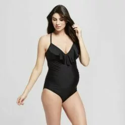 Maternity Flounce One Piece Swimsuit - Isabel Maternity by Ingrid & Isabel™ Black -Swimsuits Popular Store unnamed file 8765
