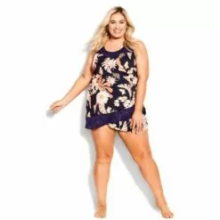 AVENUE | Mesh Print Swim Dress - blue foliage -Swimsuits Popular Store unnamed file 8787