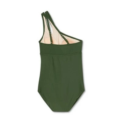 Asymmetrical One Shoulder One Piece Maternity Swimsuit - Isabel Maternity by Ingrid & Isabel™ Dark Green 3 Asymmetrical One Shoulder One Piece Maternity Swimsuit - Isabel Maternity by Ingrid & Isabel™ Dark Green