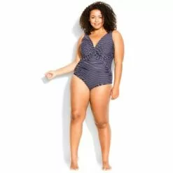 AVENUE | Twist Print 1 Piece - navy stripe 17 AVENUE | Twist Print 1 Piece - navy stripe -Swimsuits Popular Store unnamed file 8901