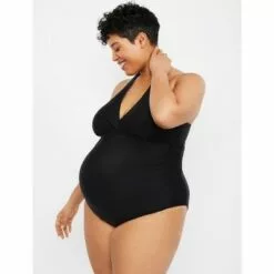 Motherhood Maternity | Beach Bump Plus Size Smocked Waist Maternity One Piece Swimsuit UPF 50+