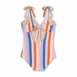 V-Neck with Tie-Strap One Piece Maternity Swimsuit - Isabel Maternity by Ingrid & Isabel™ Striped