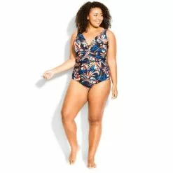 AVENUE | Twist Print 1 Piece - navy foliage -Swimsuits Popular Store unnamed file 8970