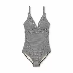 V-Neck Micro Ruffle One Piece Maternity Swimsuit - Isabel Maternity by Ingrid & Isabel™ Striped -Swimsuits Popular Store unnamed file 8994