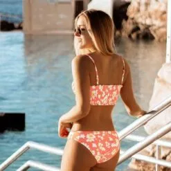 Women's Floral Bikini Sets Smocked Bandeau Low Waisted Two Piece Bathing Suit -Cupshe