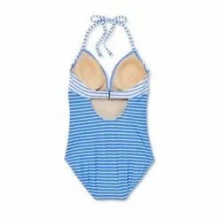 Wrap Front Halter One Piece Maternity Swimsuit - Isabel Maternity by Ingrid & Isabel⢠Striped