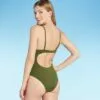 Women's Tall/Long Torso Plunge Tie-Front Wrap One Piece Swimsuit - Shade & Shore™ Palm -Swimsuits Popular Store unnamed file 9105