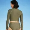 Women's Long Sleeve Cropped Rash Guard - All in Motion™ Olive Green & Black Colorblock 2 Women's Long Sleeve Cropped Rash Guard - All in Motion™ Olive Green & Black Colorblock -Swimsuits Popular Store unnamed file 9130