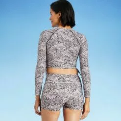 Women's Side-Cinch Long Sleeve Rash Guard - All in Motion™ Snake Print