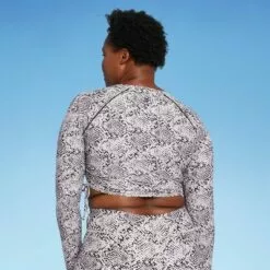 Women's Side-Cinch Long Sleeve Rash Guard - All in Motion™ Snake Print -Swimsuits Popular Store unnamed file 9186