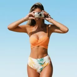 Women's High Waisted Bikini Swimsuit Floral Ruched Crisscross Bathing Suit-Cupshe -Swimsuits Popular Store unnamed file 92