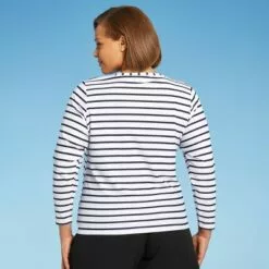 Women's Plus Size Long Sleeve Crewneck Rash Guard - Kona Sol™ Blue