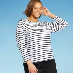 Women's Plus Size Long Sleeve Crewneck Rash Guard - Kona Sol™ Blue -Swimsuits Popular Store unnamed file 9203