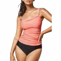Women's Peachy One Shoulder Tankini Swimsuit Ruched Bathing Suit-Cupshe 14 Women's Peachy One Shoulder Tankini Swimsuit Ruched Bathing Suit-Cupshe -Swimsuits Popular Store unnamed file 9530