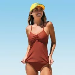 Women's Tankini Swimsuit Lace Up Ruched Criss Cross Bathing Suit- Cupshe -Swimsuits Popular Store unnamed file 9538