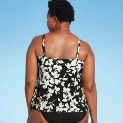 Women's V-Neck Angled Tiered Tankini Top - Aqua Green® Black -Swimsuits Popular Store unnamed file 9613