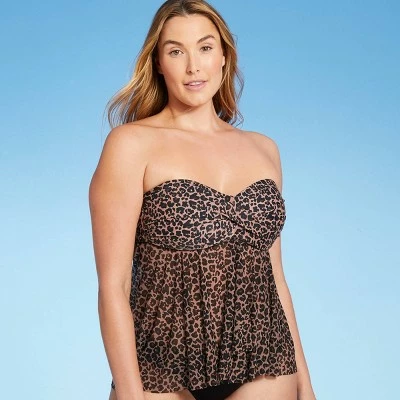 Women's Twist-Front Bandeau Flyaway Tankini Top - Kona Sol™ Multi Warm 4 Women's Twist-Front Bandeau Flyaway Tankini Top - Kona Sol™ Multi Warm - Image 2