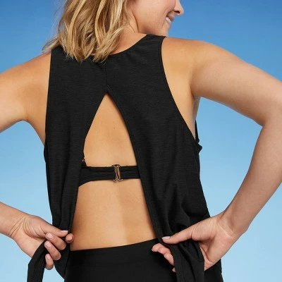 Women's Tie Back Tankini Top - Kona Sol™ Black 4 Women's Tie Back Tankini Top - Kona Sol™ Black - Image 2
