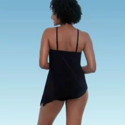 Women's Slimming Control High Neck Tankini Top - Dreamsuit by Miracle Brands Blue