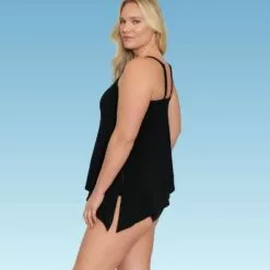 Women's Slimming Control High Neck Tankini Top - Dreamsuit by Miracle Brands Blue -Swimsuits Popular Store unnamed file 9651