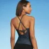 Women's Keyhole High Neck Tankini Top - Kona Sol™ Black -Swimsuits Popular Store unnamed file 9654