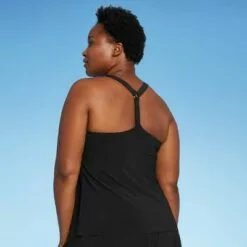 Women's V-Neck Racerback Tankini Top- Aqua Green® Black -Swimsuits Popular Store unnamed file 9661