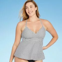 Women's Plunge Criss Cross Peplum Tankini Top - Kona Sol™ Black -Swimsuits Popular Store unnamed file 9670