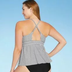 Women's Plunge Criss Cross Peplum Tankini Top - Kona Sol™ Black -Swimsuits Popular Store unnamed file 9671