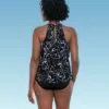 Women's Slimming Control Keyhole Tiered High Neck Tankini Top - Dreamsuit by Miracle Brands Black -Swimsuits Popular Store unnamed file 9688
