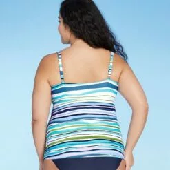Women's Square Neck Tankini Top - Kona Sol™ Oxford Blue -Swimsuits Popular Store unnamed file 9695
