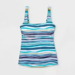 Women's Square Neck Tankini Top - Kona Sol™ Oxford Blue -Swimsuits Popular Store unnamed file 9696