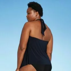 Women's High Neck Halter Tankini Top - Aqua Green® Navy -Swimsuits Popular Store unnamed file 9710