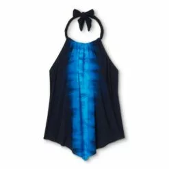 Women's High Neck Halter Tankini Top - Aqua Green® Navy -Swimsuits Popular Store unnamed file 9711