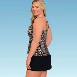 Women's Slimming Control Keyhole High Neck Tankini Top - Dreamsuit by Miracle Brands Black/white Dot Print -Swimsuits Popular Store unnamed file 9717