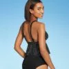 Women's Peplum V-Neck Crop Tankini Top - Kona Sol™ Black -Swimsuits Popular Store unnamed file 9745