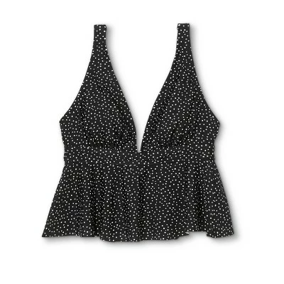 Women's Peplum V-Neck Crop Tankini Top - Kona Sol™ Black 6 Women's Peplum V-Neck Crop Tankini Top - Kona Sol™ Black - Image 4